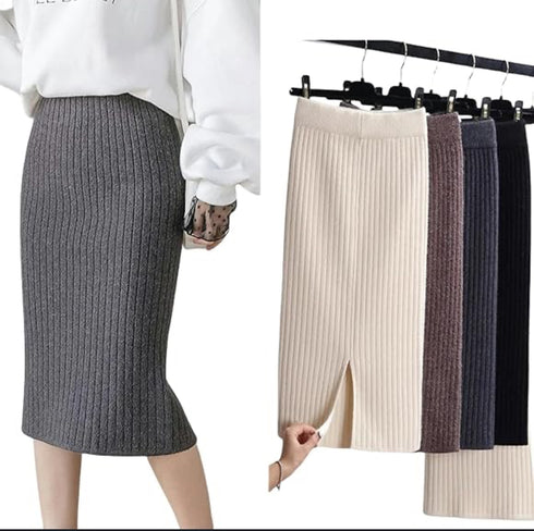 Solid Color Knitted pencil Skirts